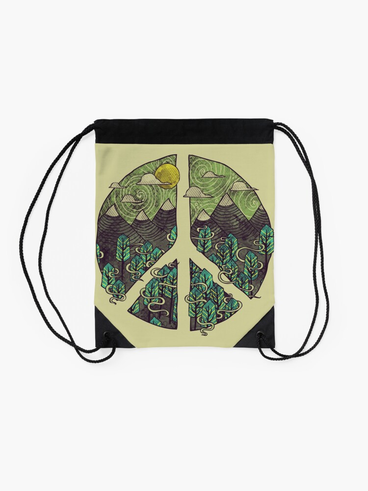 Thumbnail 2 of 3, Drawstring Bag, Peaceful Landscape designed and sold by againstbound.