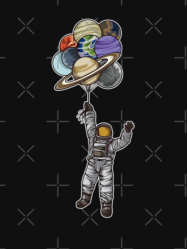 astronaut with balloons t shirt