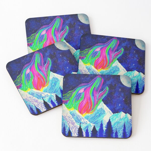 Item preview, Cosmic Soul - Wolf Northern Lights Acrylic Painting designed and sold by Cryptic Charm Art.