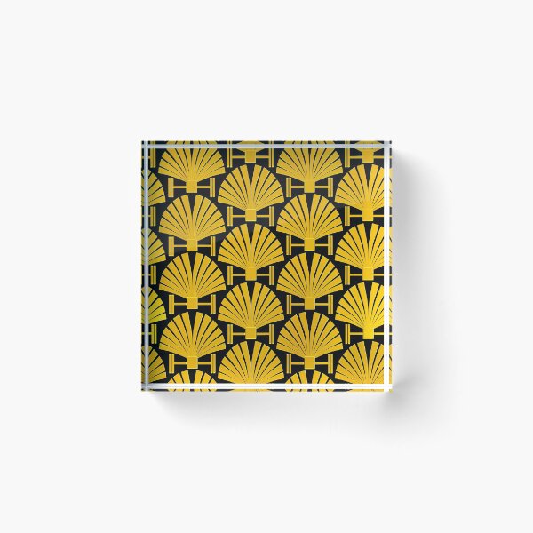 Item preview, Art Deco Gold-Hues Palm Fan Pattern designed and sold by DEC02.