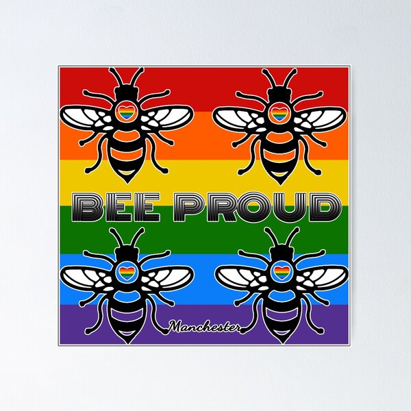 Artikelvorschau, BIENE STOLZ. FEIERN SIE MANCHESTER-STOLZ mit dieser Regenbogenflagge Biene entworfen und verkauft von tinytiger77.