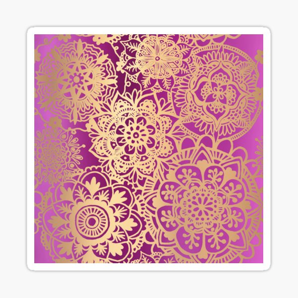 Pink and Gold Mandala Pattern Sticker