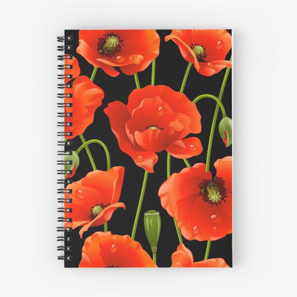 Artikelvorschau, Rote Mohnblumen auf einem schwarzen Hintergrund entworfen und verkauft von crdraper.