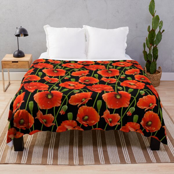 Item preview, Red Poppies on a black background designed and sold by crdraper.