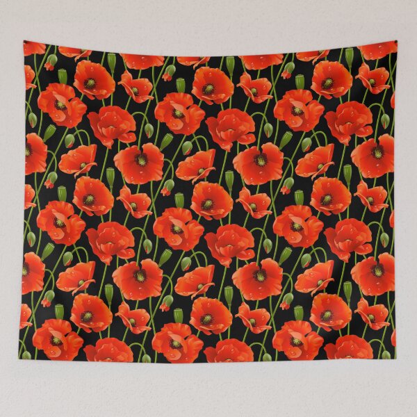 Item preview, Red Poppies on a black background designed and sold by crdraper.