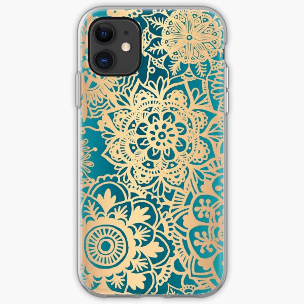Teal Green and Gold Mandala Pattern iPhone Soft Case