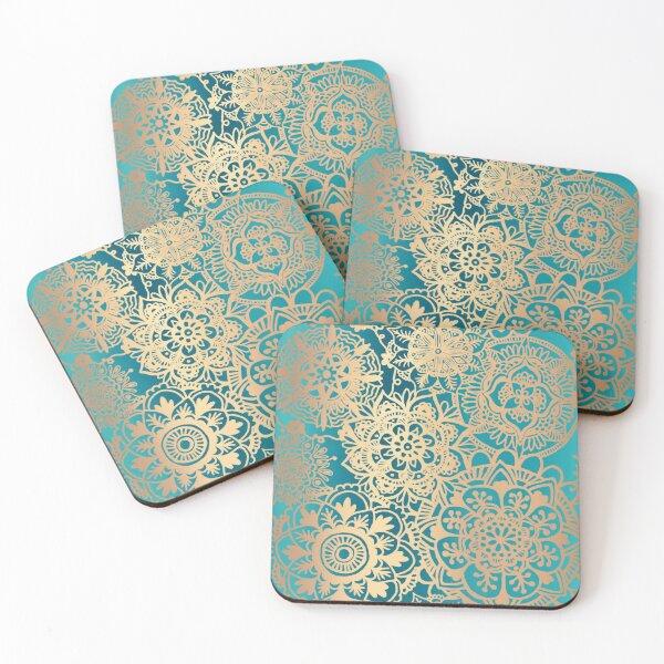 Item preview, Teal Green and Gold Mandala Pattern designed and sold by Julie Erin Designs.