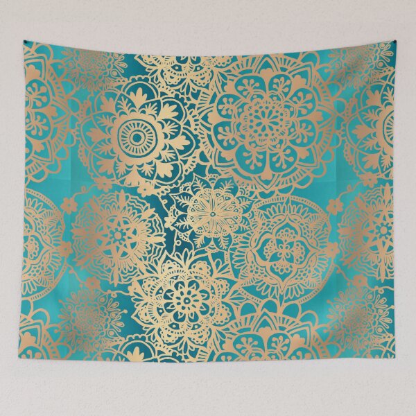 Item preview, Teal Green and Gold Mandala Pattern designed and sold by Julie Erin Designs.