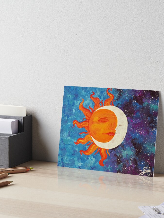 acrylic painting sun and moon