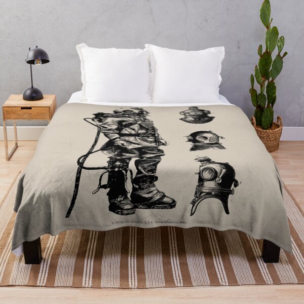 Vintage Deep Sea Diver | Nautical | Throw Blanket