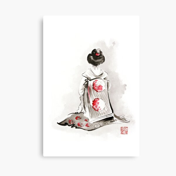 yokai Japanese geisha Oriental Asian Ink Watercolor SumiE, an art print by  LUMMO ART - INPRNT
