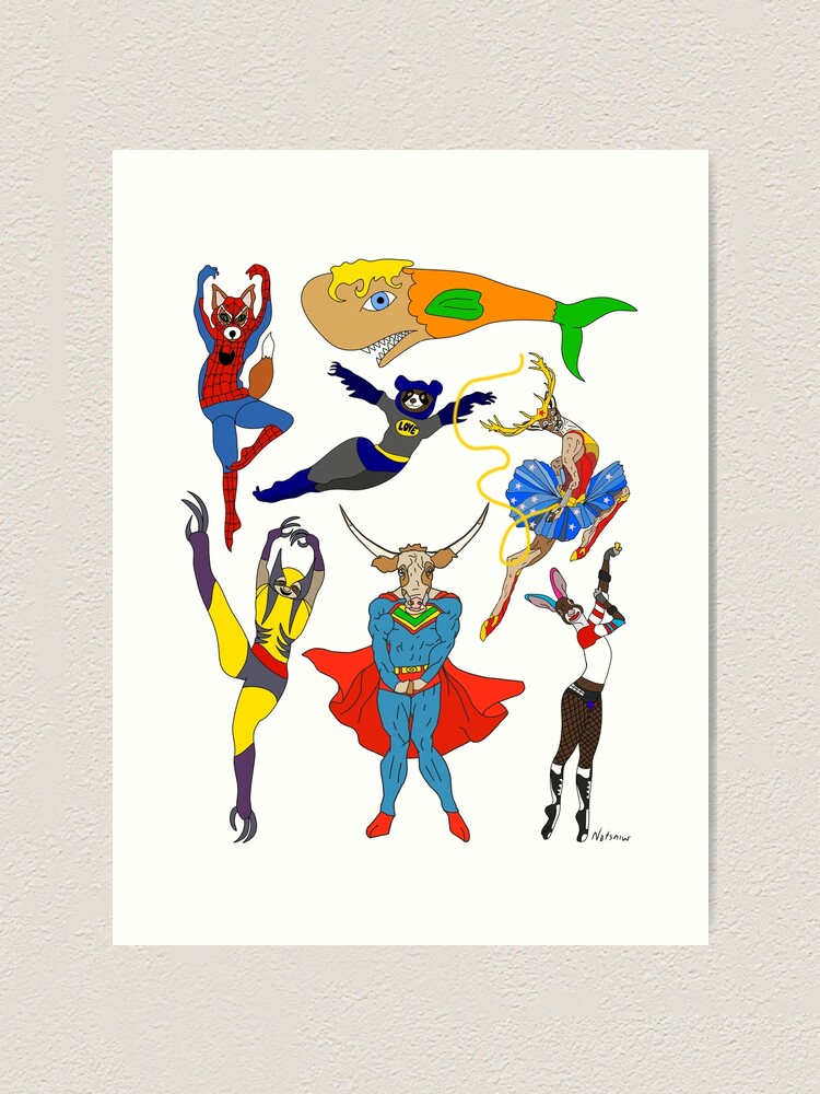 Alternate view of Superhero Animals Art Print