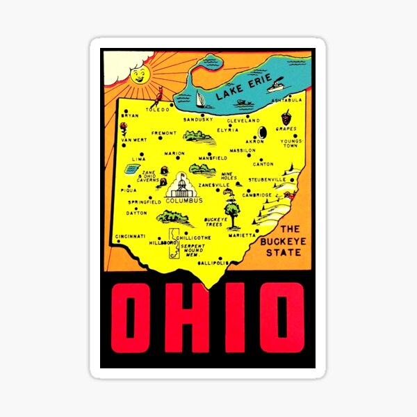 Item preview, Ohio State Map Vintage Travel Decal designed and sold by hilda74.