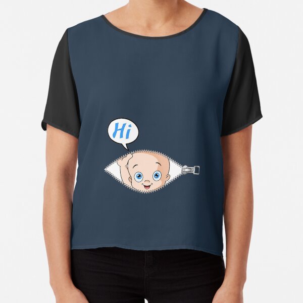 Baby Peeking Out Pregnancy Design Chiffon Top