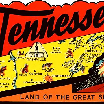 Artwork thumbnail, Tennessee TN State Map Vintage Travel Decal by hilda74