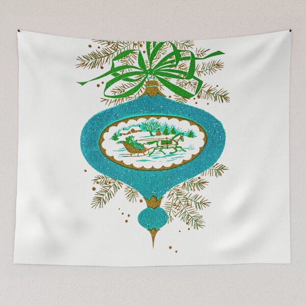 Item preview, Cadillac Christmas in Teal - Vintage, Card, Sleigh, Ride, Horse, Couple, Romantic, Love, Retro, Sweet, Glitter, Blue, Green designed and sold by CanisPicta.