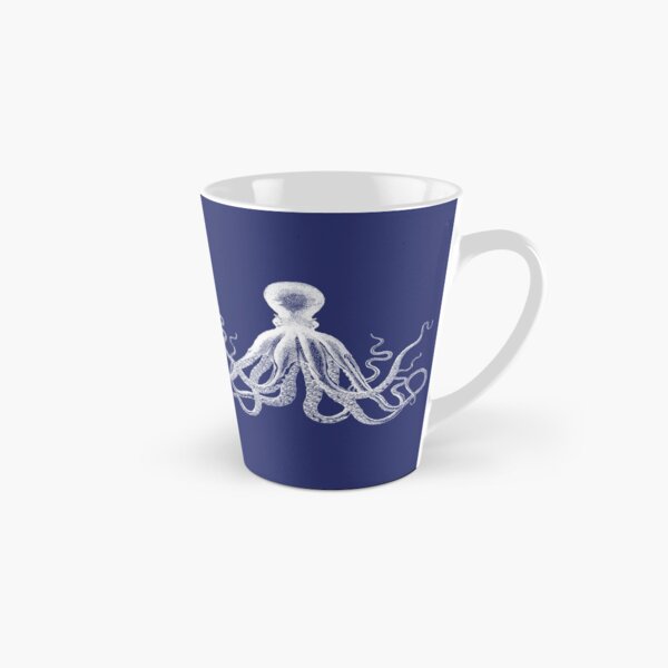 Octopus | Vintage Octopus | Tentacles | Sea Creatures | Nautical | Ocean | Sea | Beach | Navy Blue and White | Tall Mug