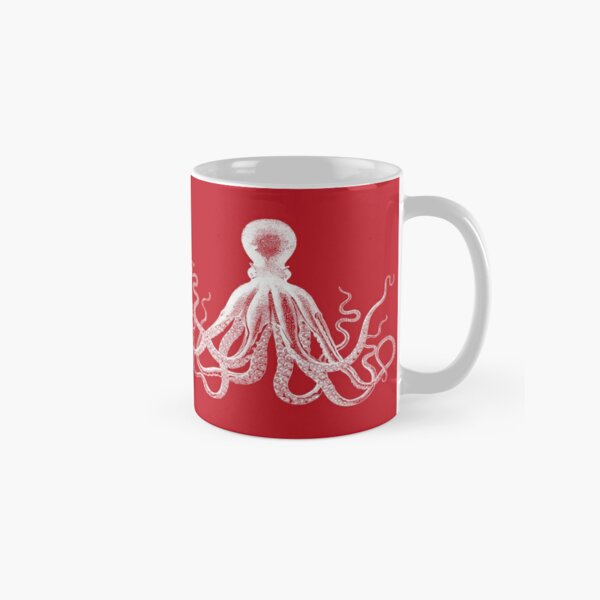 Octopus | Vintage Octopus | Tentacles | Sea Creatures | Nautical | Ocean | Sea | Beach | Red and White |  Classic Mug