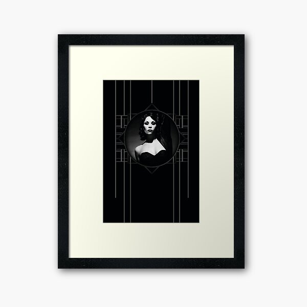 Burlesque Diva Xarah in the iconic Art Deco Vintage style as Old Hollywood Style Femme Fatale Framed Art Print