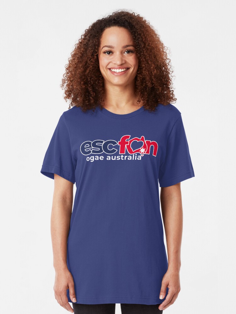 Alternate view of ESCFAN -OGAE Australia Logo (White) Slim Fit T-Shirt