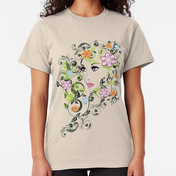 Grunge Summer Girl with Floral 5 Classic T-Shirt