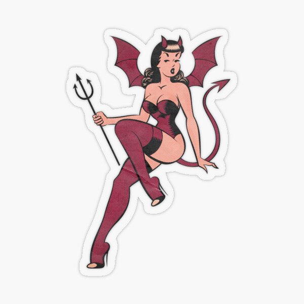 Salty-Dog Lowbrow Devil Woman Transparent Sticker
