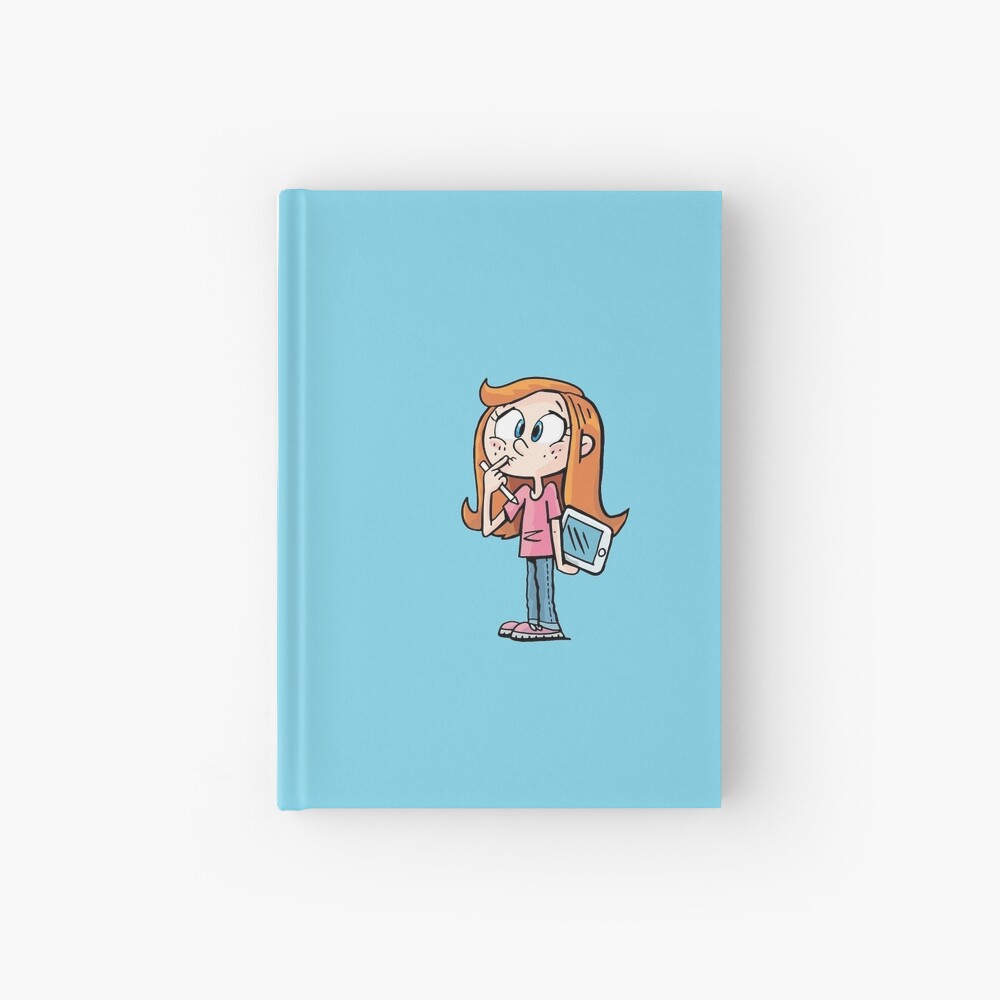 confused girl with a tablet has no inspiration Hardcover Journal