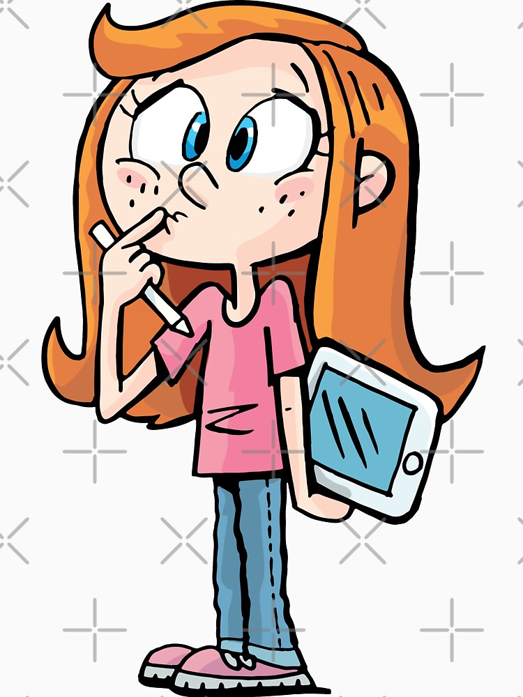 confused girl with a tablet has no inspiration by duxpavlic