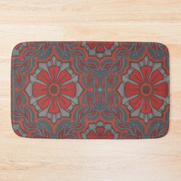 Item preview, Scarlet Flower, Floral Arabesque Pattern Grey Red Orange designed and sold by Julia Khoroshikh.