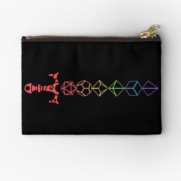 Rainbow Polyhedral Dice Sword Tabletop RPG Zipper Pouch