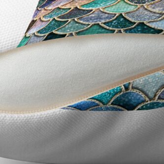 Alternate view of Teal, Silver and Pink Sparkle Faux Glitter Mermaid Scales Floor Pillow