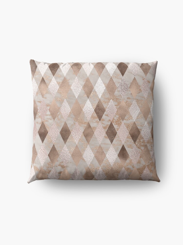 Alternate view of Small Copper and Blush Rose Gold Marble Argyle Floor Pillow