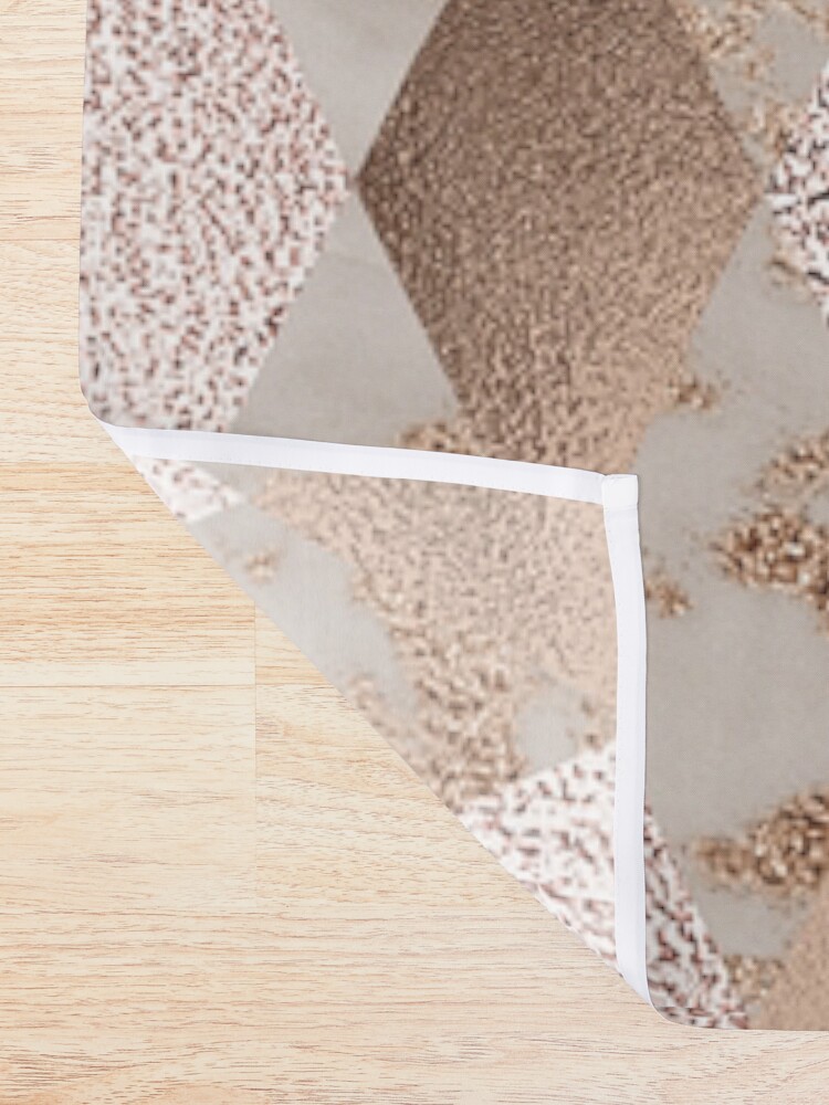 Alternate view of Small Copper and Blush Rose Gold Marble Argyle Shower Curtain