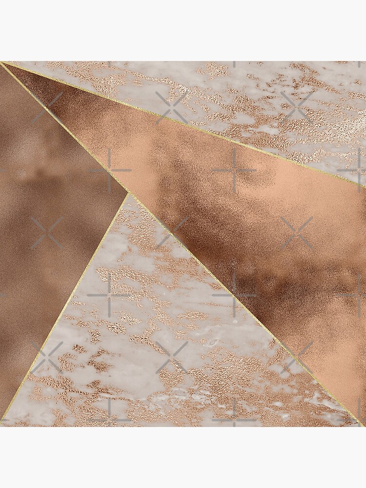 Copper Foil and Blush Rose Gold Marble Triangles by UtArt