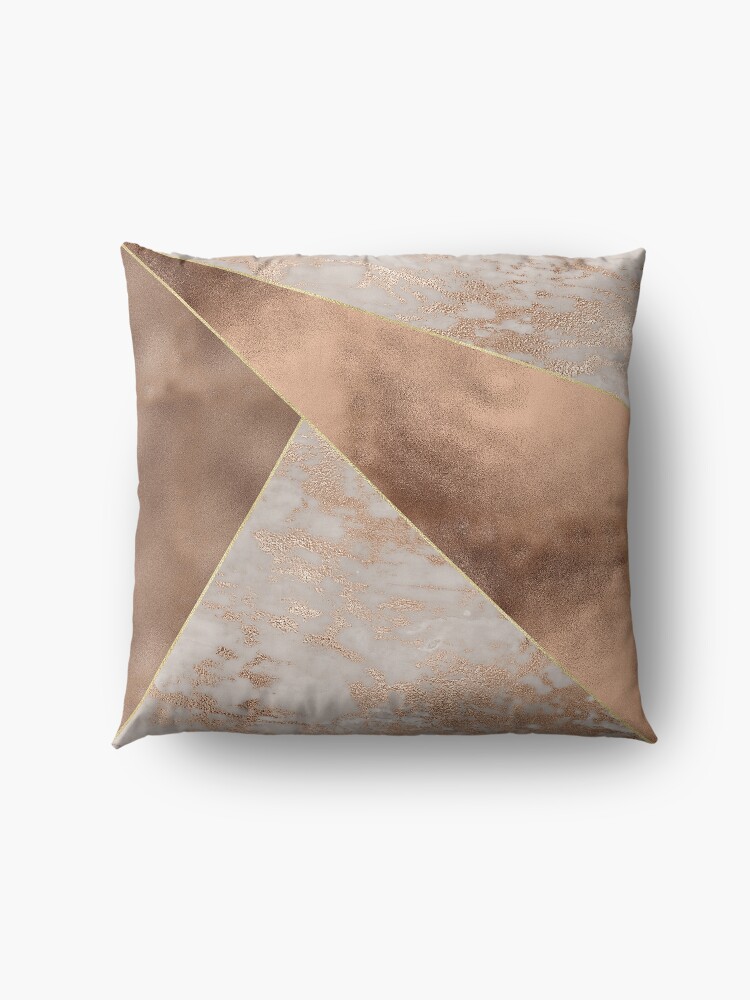 Alternate view of Copper Foil and Blush Rose Gold Marble Triangles Floor Pillow