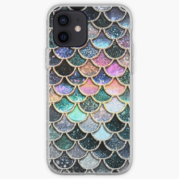 Silver and Metal Sparkle Faux Glitter Mermaid Scales iPhone Soft Case