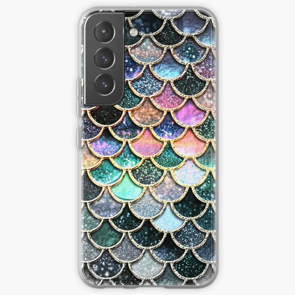 Silver and Metal Sparkle Faux Glitter Mermaid Scales Samsung Galaxy Soft Case