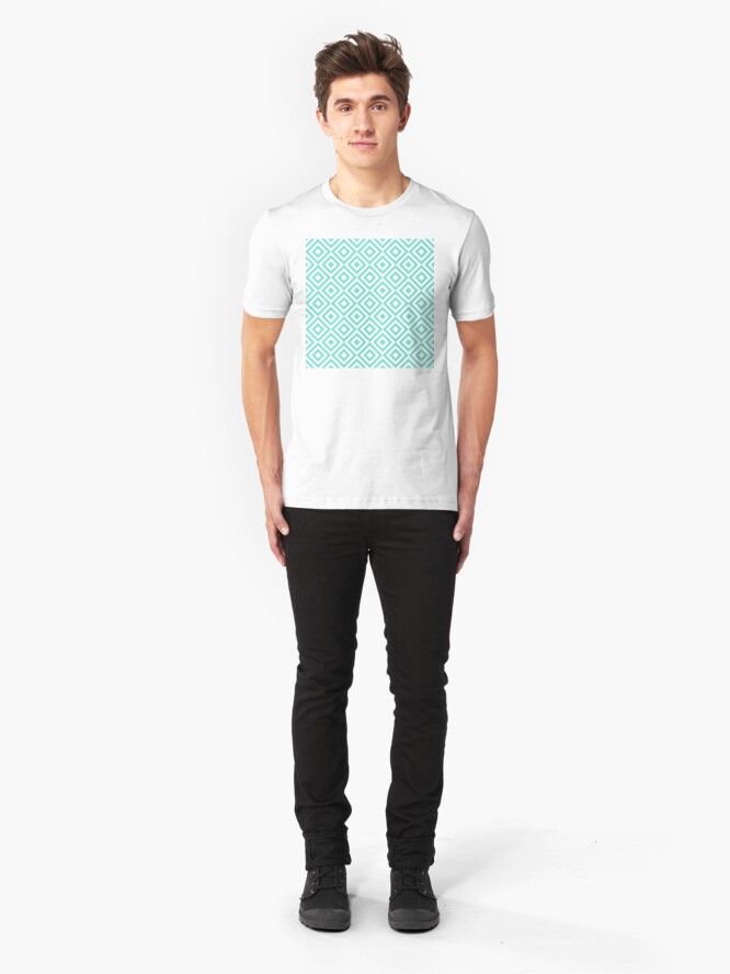 Alternate view of Geometric Pattern: Diamond Strobe: Blue Slim Fit T-Shirt