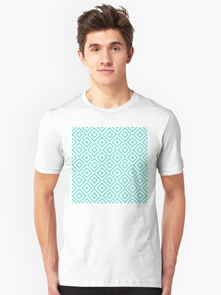 Alternate view of Geometric Pattern: Diamond Strobe: Blue Slim Fit T-Shirt