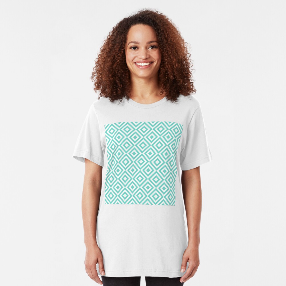 Geometric Pattern: Diamond Strobe: Blue Slim Fit T-Shirt