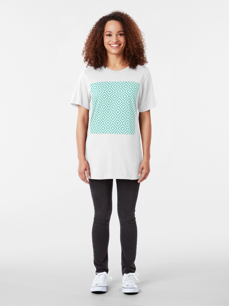 Alternate view of Geometric Pattern: Diamond Strobe: Blue Slim Fit T-Shirt