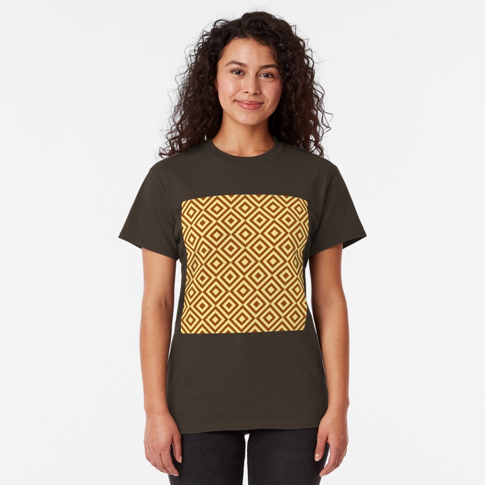 Geometric Pattern: Diamond Strobe: Brown Classic T-Shirt