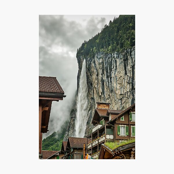 Item preview, Lauterbrunnen town with waterfall backdrop designed and sold by Nethycurl.