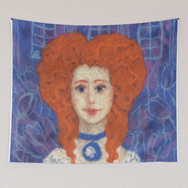 Item preview, Ginger Hair, Redhaired Lady, Felted Wool, Orange Blue designed and sold by Julia Khoroshikh.