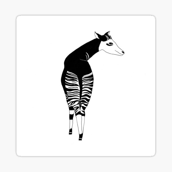 Okapi (ink illustrations of weird animals that are real) Sticker