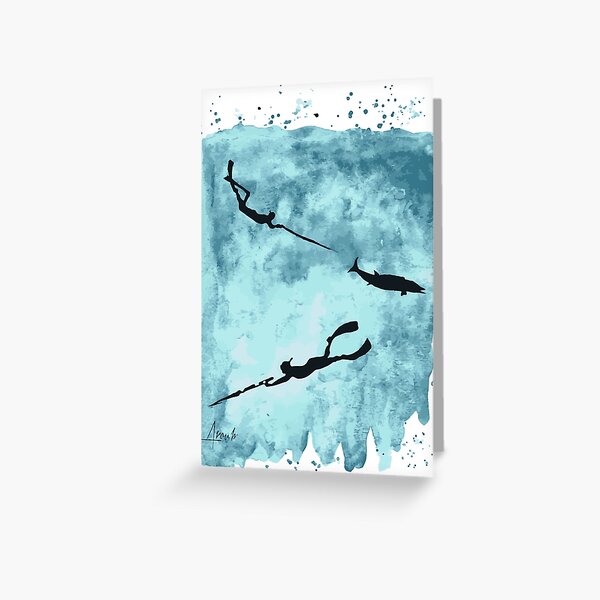 Spear Fishing Greeting Cards for Sale
