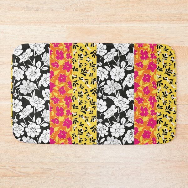 Item preview, Mixed print, Black and white roses, Yellow orange and pink Floral botanical patterns designed and sold by arcosprints.