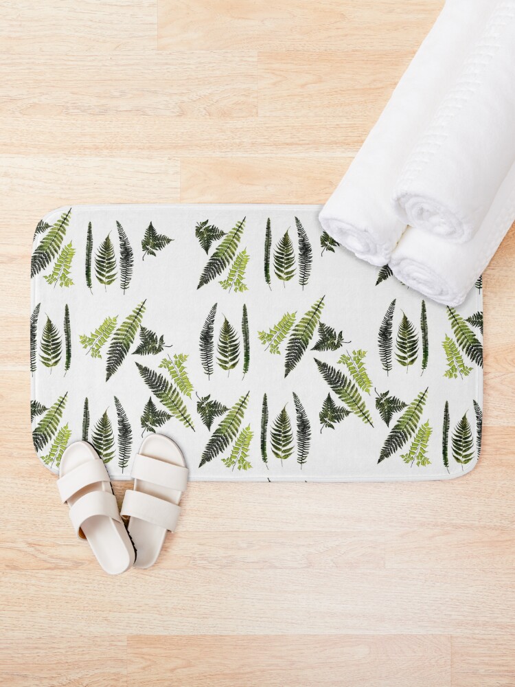 Bath Mat, Fronds of ferns designed and sold by anni103