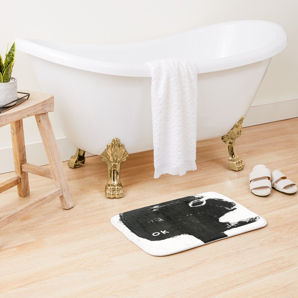 OK monochrome illustration Bath Mat