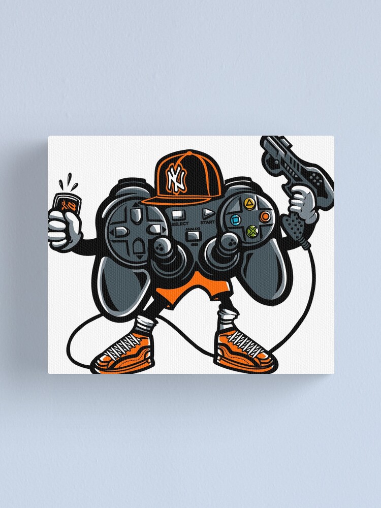 Let S Play Joystick Gamers Cartoon Drawing Canvas Print By Masum8282 Redbubble